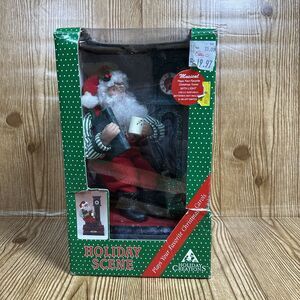 Vintage Santa & Grandfather Clock Musical Holiday Scene Holiday Creations 1993‎
